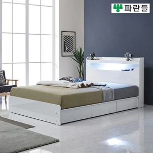 파란들가구 C형LED조명 서랍수납 퀸침대프레임 Q침대