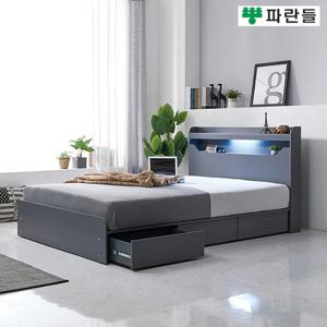 파란들가구 C형 LPM LED조명 서랍수납 퀸침대프레임 Q침대