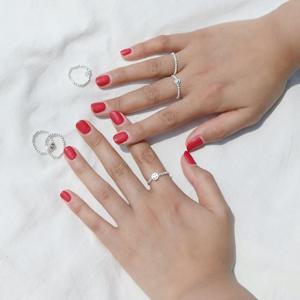 데이리 실버 은볼 믹스 반지 6종 심플 레이어드 실버링 은볼반지 스마일 하트 은반지