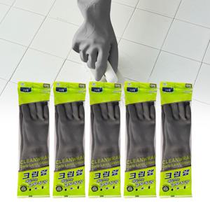 라텍스 위생장갑 주방 요리 고무장갑 그레이(대) 5개입 이중코팅