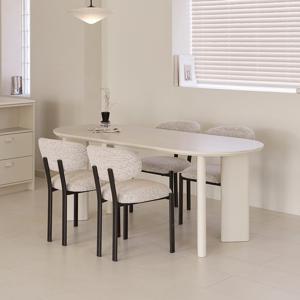 레브 크림 타원형 테이블 포세린 세라믹 식탁 1800/2000 2size
