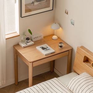 베를린 미니멀 컴팩트 오크 원목 사무용 서재용 내추럴 책상 2Size
