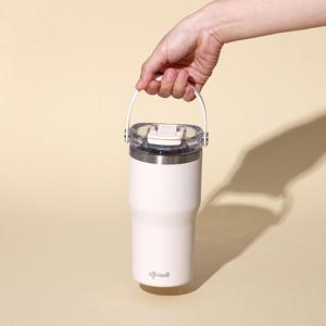 손잡이 이중진공 텀블러 600ml / 스텐304 빨대 보온 보냉 차량용
