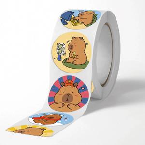 카피바라 롤 스티커 500pcs 1롤 폰꾸미기 다이어리꾸미기 다꾸 원형 스티커 (3종)