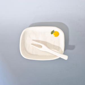 감귤 비정형 사각 접시 14cm