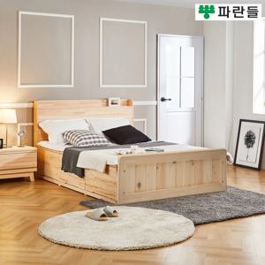 파란들가구 편백나무 2단서랍수납 퀸침대프레임 원목침대