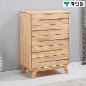 파란들가구 고무나무원목 800 5단서랍장 원목서랍장 수납장
