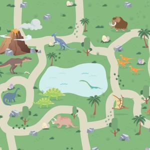 티라노사우루스와 쥬라기 공룡 놀이 워셔블 키즈 러그