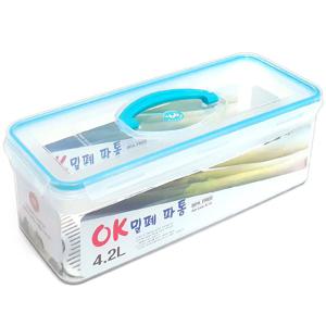 OK 밀폐파통 4.2L 대용량 파통 원핸들 대파통 야채통 7442