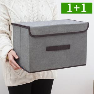 1+1 패브릭 리빙박스 폴딩박스 옷 정리함 수납함 접이식 박스 속옷 소품 보관함 L 2개