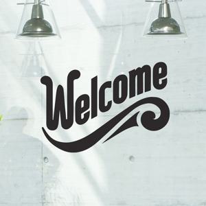 빈티지물결 welcome 어서오세요 가게 레터링 도어 스티커