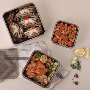 러반 스테인렌스 스퀘어밧드3PCS 위생용기 스테인레스 찬통 다용도
