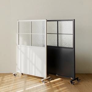 틴우드 아쿠아 유리 철제 파티션 800 하프 세트 이동식 가림막 가벽 (바퀴포함)