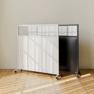 틴우드 유리 철제 파티션 1200 하프 세트 이동식 가림막 가벽 (바퀴포함)