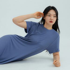 WHO5181 모달 감성 실내복 잠옷 반팔 옆트임 원피스