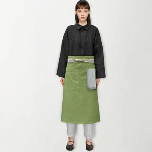 비스트로 하프 린넨 허리 앞치마 Green 남자 여자 apron