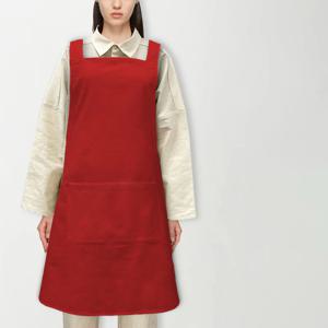 크로스 smock 원피스 리넨 앞치마 Red size 66/77