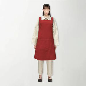 크로스 smock 원피스 리넨 앞치마 Red size 55/66