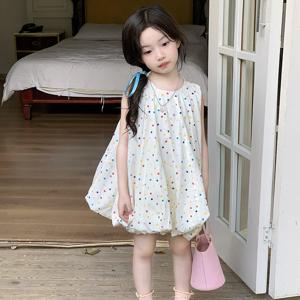 캔디 도트 벌룬 민소매 원피스 R13879
