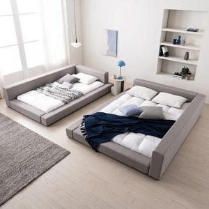 발빠짐방지 릴렉스 가드 가죽 저상형 패밀리침대 Q+Q (매트리스 포함)