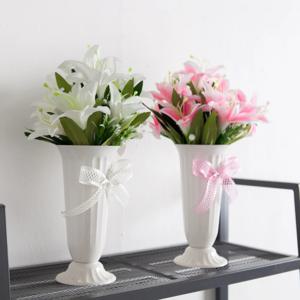 백합 성묘 화분 조화 꽃 릴리 set 35cm (DIY) 2colors 납골당 산소 추모