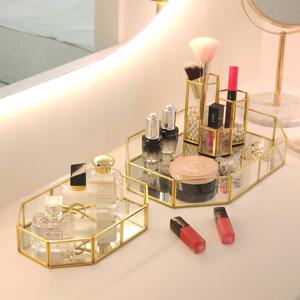 골드 프레임 벨라 팔각 유리 미러 트레이 3size