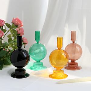 숏 써클볼 빈티지 컬러 글라스 캔들홀더 오브제-D타입 4colors