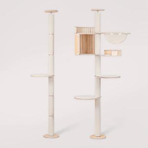 P1 클래식 5단 아이보리 고급 원목 알루미늄 고양이 캣폴