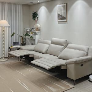 MVME 프라임 노블 천연면피가죽 전동 리클라이너 소파 4인용