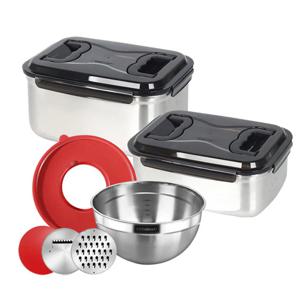 키친아트 스테인레스 김치통 2종(3호+4호)+채칼믹싱볼