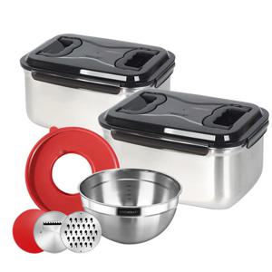 키친아트 스테인레스 김치통 4호 9.5L(2종세트)+채칼믹싱볼