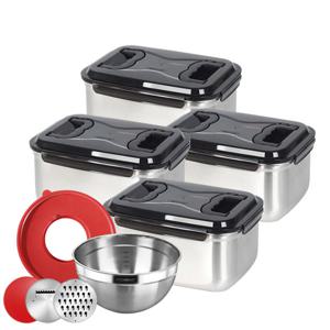 키친아트 스테인레스 김치통 4호 9.5L(4종세트)+채칼믹싱볼