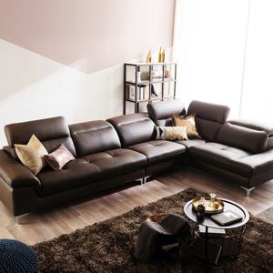 쿠시 플러스 6인 코너형 기능성 천연면피 소가죽소파