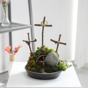 옹기 원형 화분 수반 장독대 대 21x5cm 조화꽃 전용 다육 인테리어