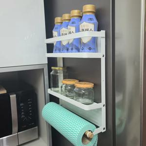 2단 철제 냉장고 벽부착 자석선반 2color