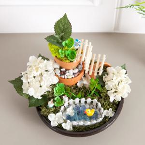 수국 조화 센터피스 연못안의 오리 수반 set 18cm 인테리어 꽃 장식