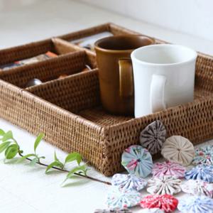 라탄 낮은 네칸 칸막이 정리함 인테리어 소품 꽂이