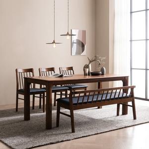 [최대 2만원쿠폰] 바렌트 고무나무 원목 6인용 식탁 세트 1800 A