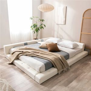 비앙코 PU 가죽 저상형 패밀리 침대 프레임 SS/Q (매트리스 선택)