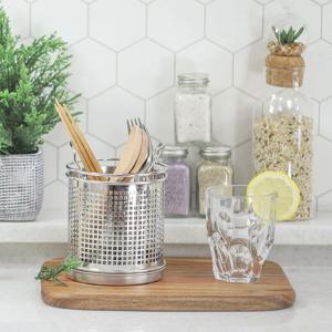 튤립 원형 3구 수저통 걸이형 다용도 스텐 수저꽂이 캠핑용 가정용 (대)