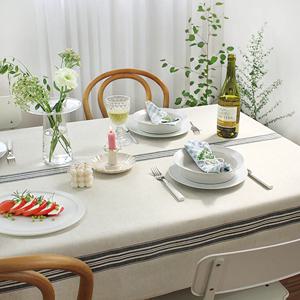프렌치라인 린넨 / 방수 식탁보 테이블보 4size, 2colors