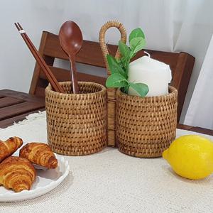 다용도 이너스라탄 트윈 다용도 홀더 수저통 홈카페 인테리어 소품수납 티슈꽂이 컵홀더연필꽂이