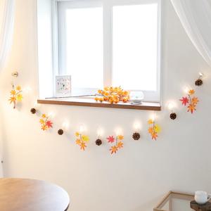 단풍잎 조화 가랜드 LED 메이플 A 170cm (DIY) 인테리어 가을 벽장식