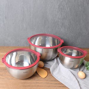 에지리 뚜껑있는 스텐 믹싱볼 3종 세트 / 음식물 보관가능