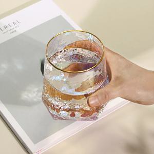 [최대 쿠폰] 다이아몬드 골드라인 카페 홀로그램 오로라 유리컵 그란데550ML