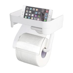 흡착 화이트 선반형 휴지걸이 홀더 거치대 무타공 욕실 휴지걸이 선반 화장실 덮개형 방수