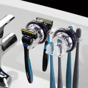 고급형 칫솔걸이 2인용 면도기걸이 회전형 흡착 칫솔꽂이 거치대 홀더 욕실정리 무타공