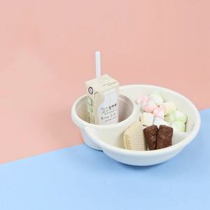 싱글라이프 혼술 야구장 캠핑 파티 아기간식 나눔접시 2칸 원형