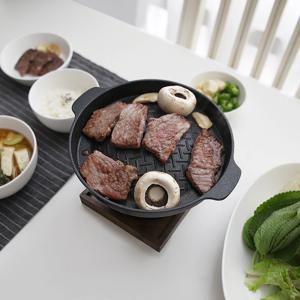국내산 정품 미니 화로구이세트(구이팬+화로+나무받침판)+고체연료10EA