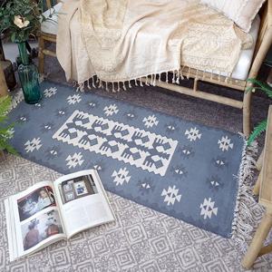 네이비 기하학적패턴 코튼수술러그 60x130